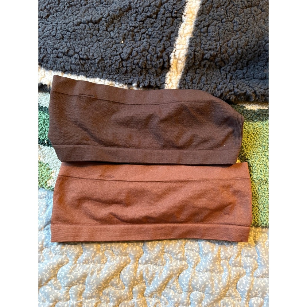 Nordstrom Seamless Bandeau Bra 2 Pack Brown Terracotta Rust Size S/M Strapless